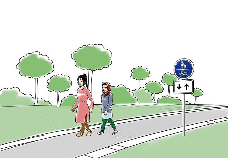 Zu Fuß zur Schule gehen