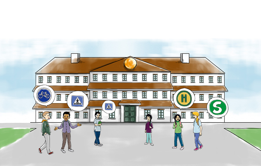 Wichtige Verkehrszeichen auf dem Weg zur Schule